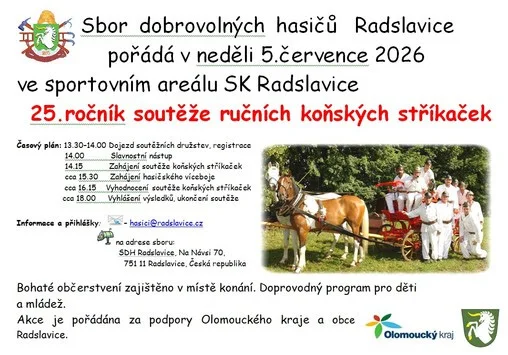 25. Hasičské odpoledne se soutěží ručních koňských stříkaček